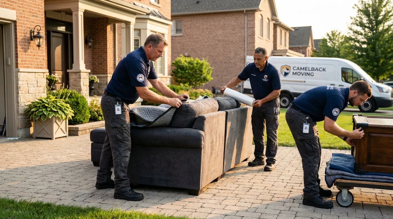 Large estate moving crew wrapping furniture in Plaquemine, LA