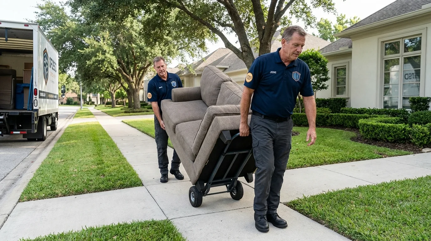 Local residential moving crew loading furniture in Plaquemine, LA