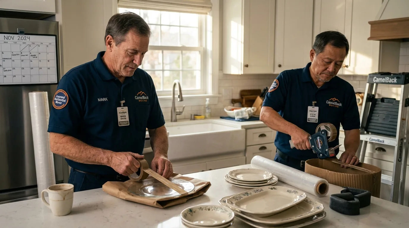 Professional crew packing kitchen dishware in Plaquemine, LA